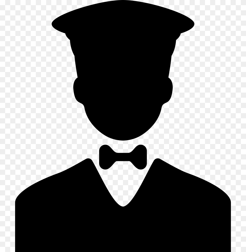 Working Man With A Bow And A Hat Customer Black And White, Accessories, Stencil, Tie, Formal Wear Png Image