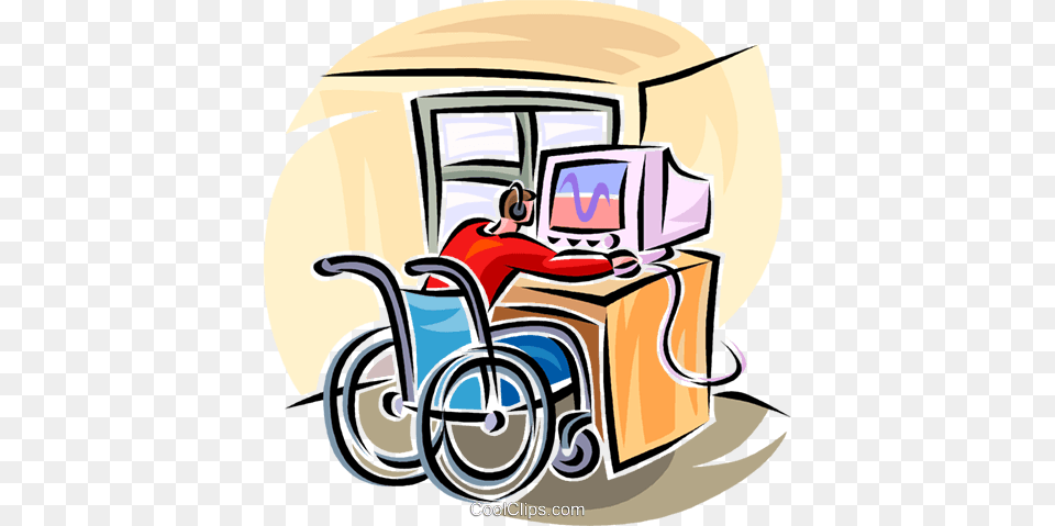 Working On A Computer Royalty Vector Clip Art Illustration, Furniture, Hardware, Table, Computer Hardware Free Png Download