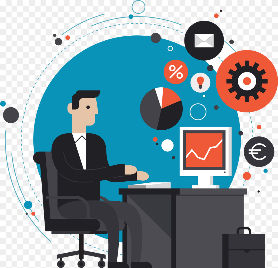 Working On Computer, Table, Furniture, Person, People Free Png