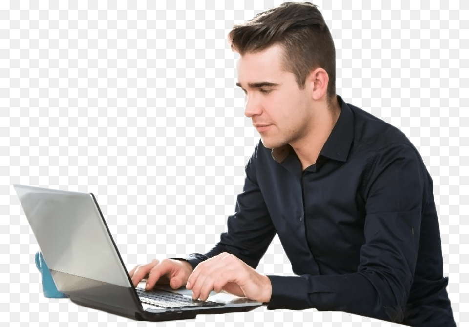 Working On Laptop Working Of Man, Computer, Electronics, Pc, Person Free Transparent Png