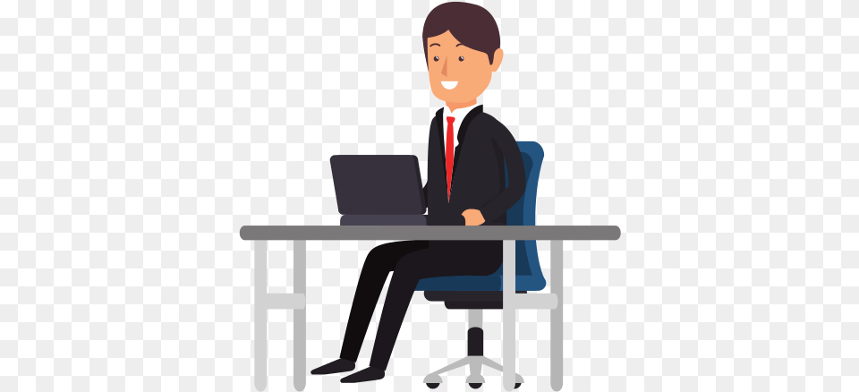 Working Person Icon Photos By Canva Trabajador En Computador Vector, Table, Sitting, Furniture, Desk Png Image
