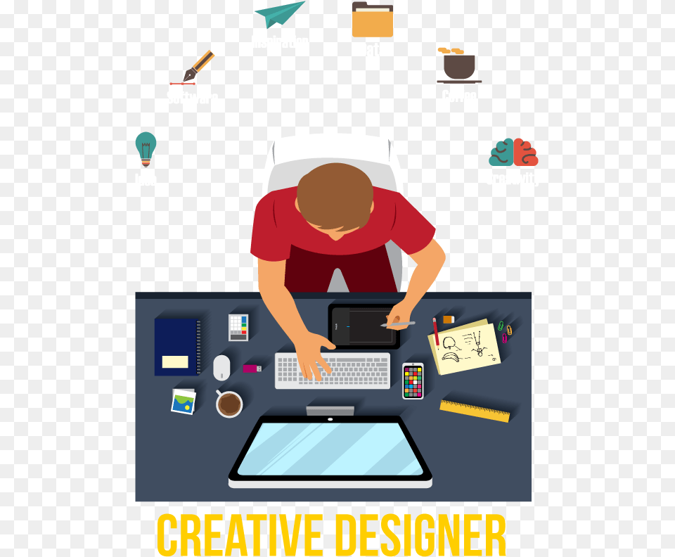 Working Vector Creative Designer Illustration, Laptop, Computer, Electronics, Pc Png Image