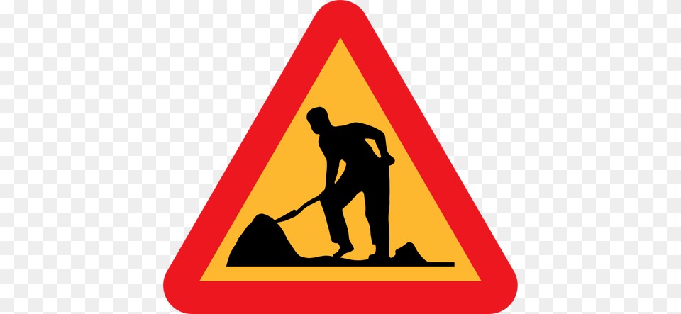 Workmen Ahead Road Traffic Sign Vector Clip Art, Symbol, Adult, Male, Man Png