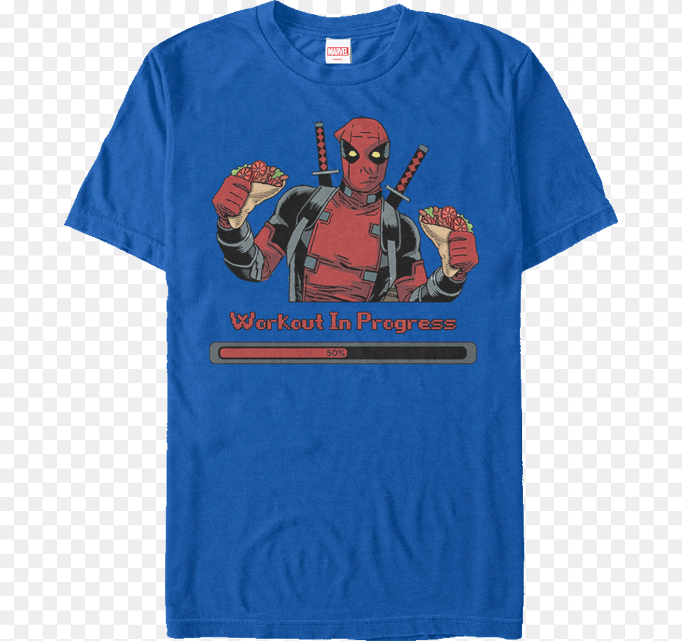 Workout In Progress Deadpool T Shirt Marvel Cinematic Universe, T-shirt, Clothing, Person, Man Png Image