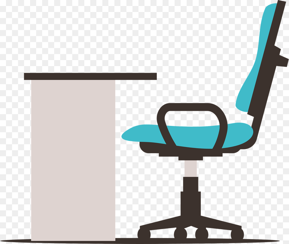 Workplace Side View Clipart, Furniture, Chair, Cushion, Home Decor Png