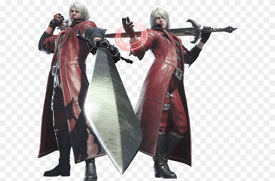 World A New Charge Blade Dante39s Devil Sword And Monster Hunter World Dante, Clothing, Coat, Costume, Person Png