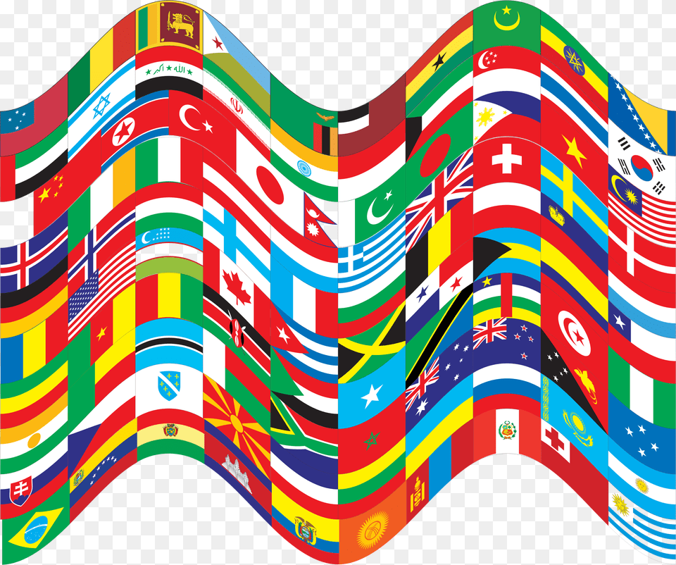 World Flags Wavy Icons, Art, Graphics, Modern Art, Collage Free Png Download