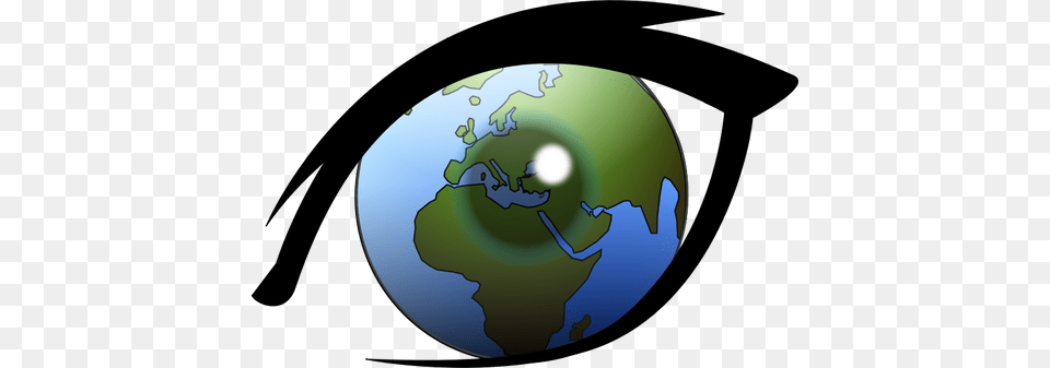 World Globe In The Eye Vector Clip Art, Astronomy, Outer Space, Planet, Sphere Free Png