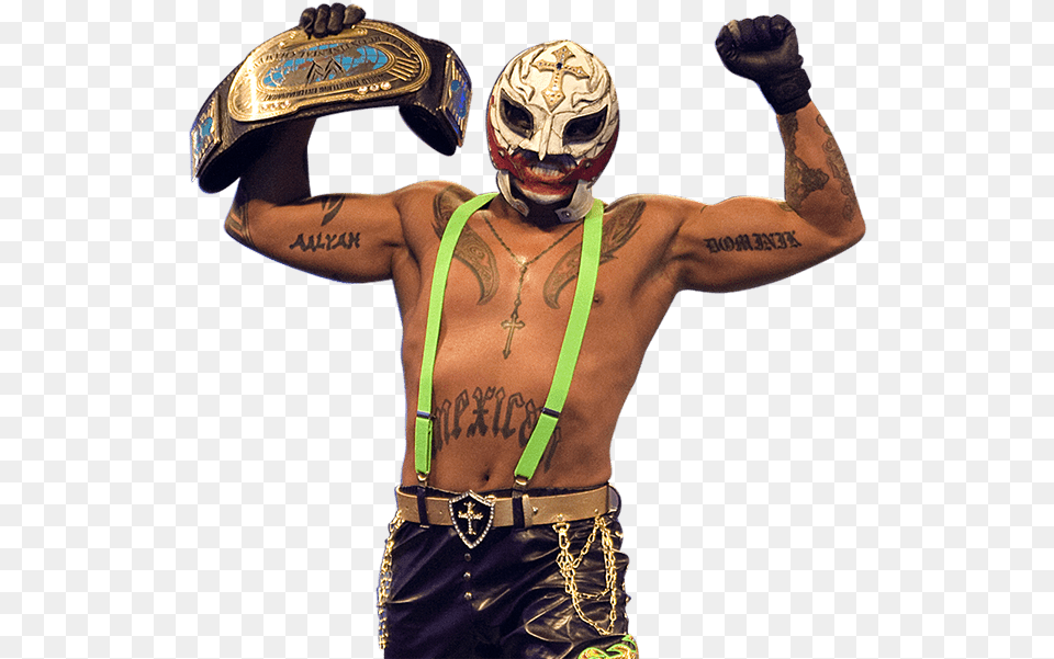 World Heavyweight Championship Rey Mysterio, Tattoo, Skin, Person, Adult Free Png