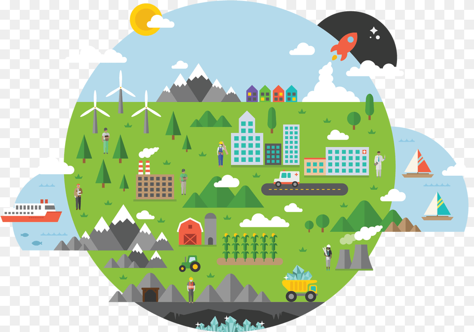 World Illustration, Neighborhood, Person, City, Machine Png Image