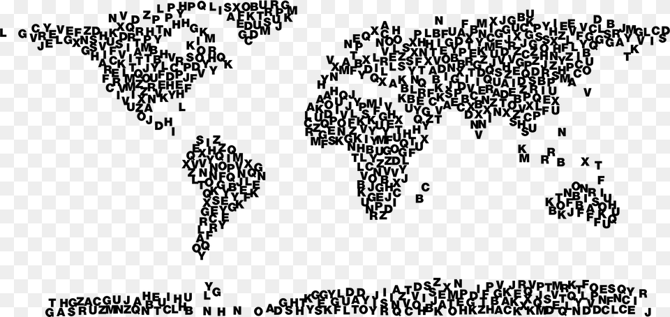World Map Alphabet Clip Arts World Made Of Letters, Gray Png