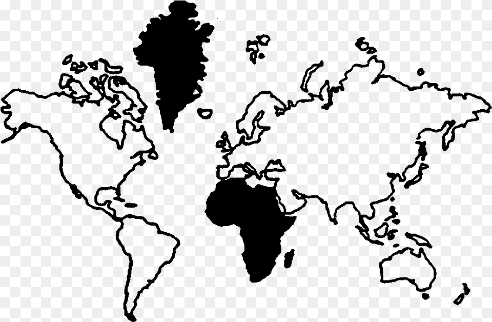 World Map Clipart World View Greenland Vs Africa Map, Gray Png Image