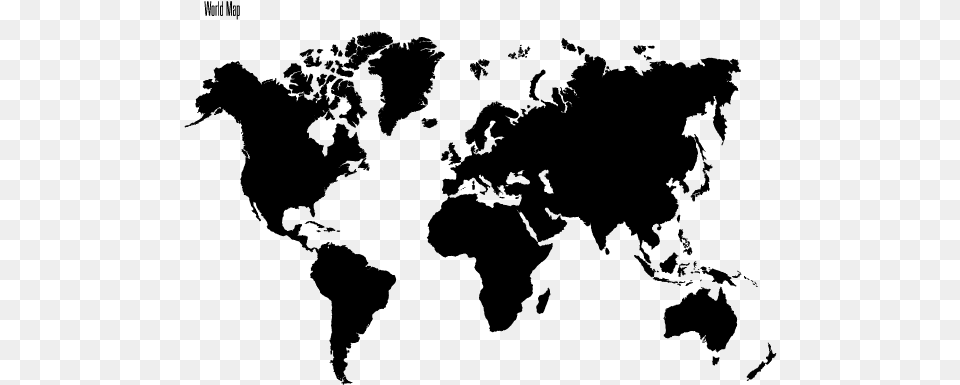 World Map Continents Black, Gray Free Transparent Png