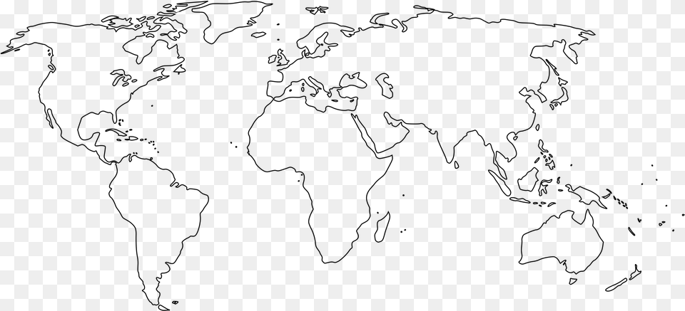 World Map For Practice, Gray Png