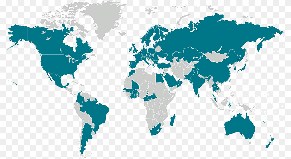 World Map Highlighting 70 Countries Allianz Serves Health Care Access World Map, Chart, Plot, Person, Atlas Free Png