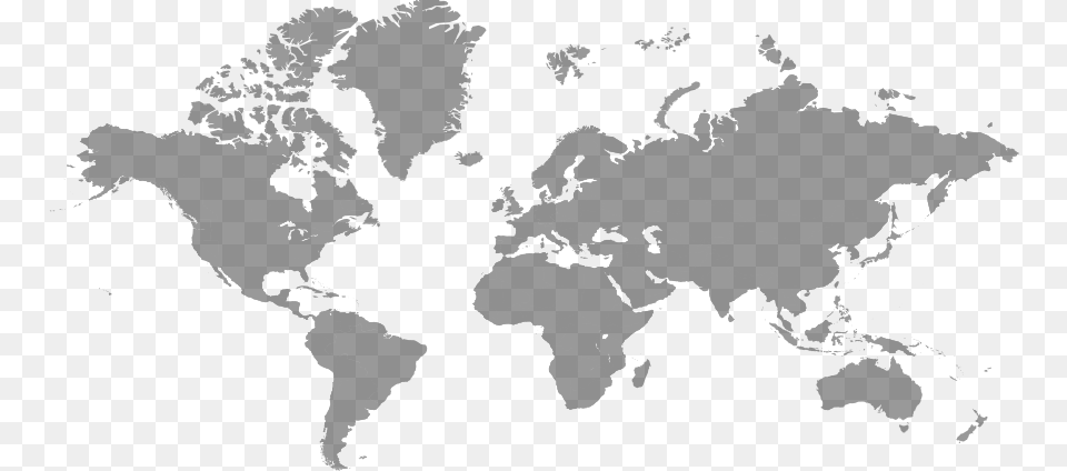World Map In Gray, Text Png
