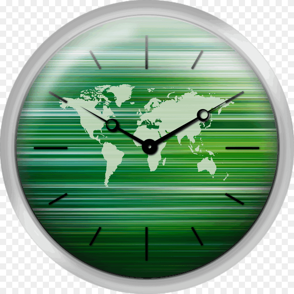 World Map On Green Background World Map, Clock, Analog Clock, Wall Clock, Disk Free Png Download