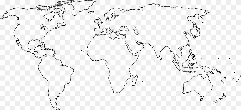 World Map Outline 2018, Gray Free Transparent Png