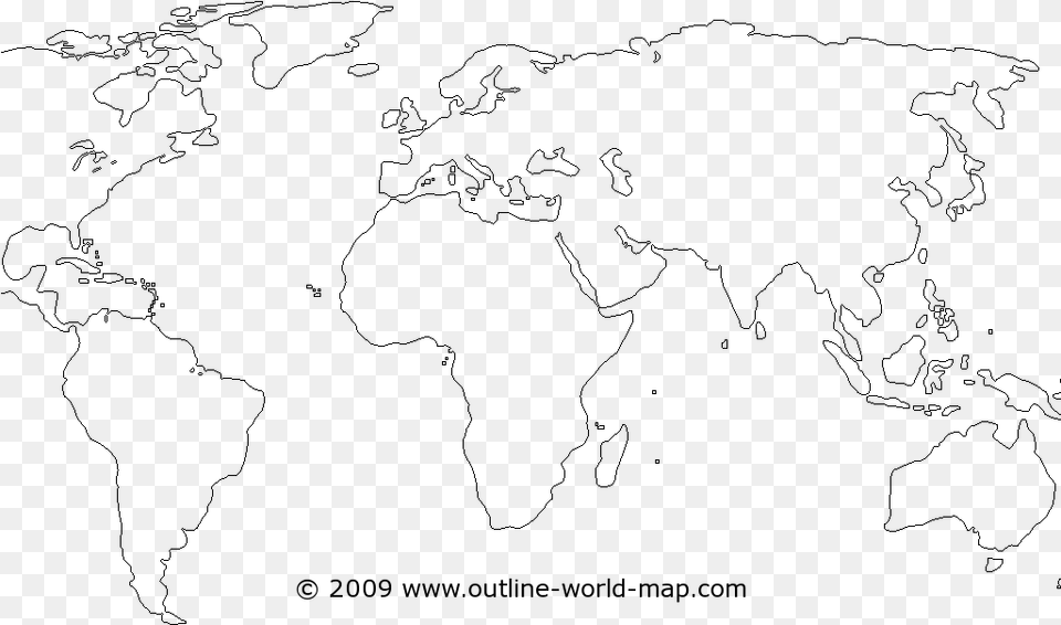 World Map Outline, Gray Free Png Download