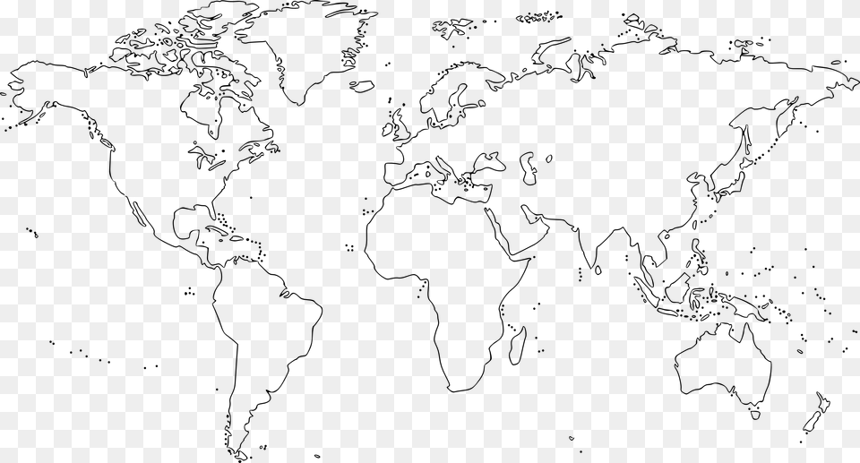 World Map Outline, Plot, Chart, Art, Drawing Free Transparent Png