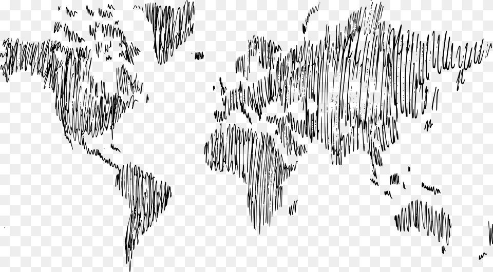 World Map Scrible Doodle Drawing 2 Map Of Mysterie In The World, Gray Png Image
