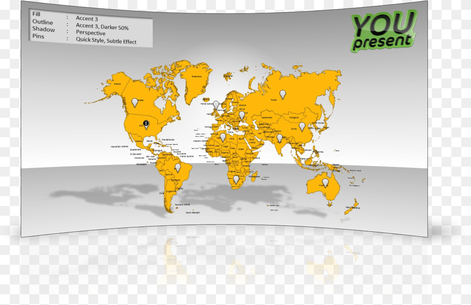 World Map Template For Powerpoint Youpresent World Map, Atlas, Chart, Diagram, Plot Free Png