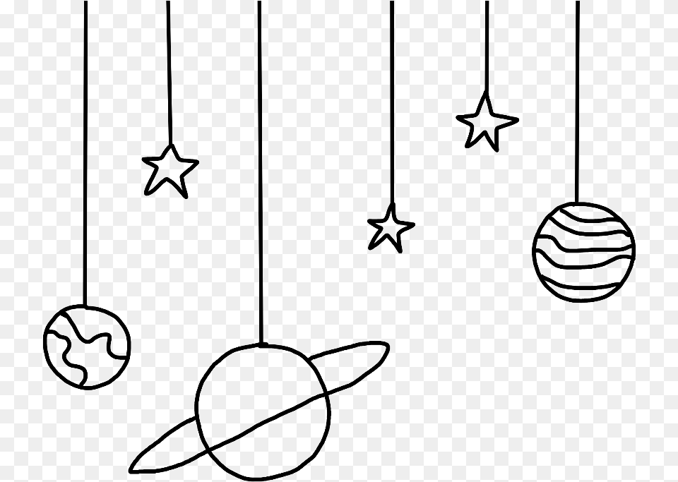 World Planets Stars Drawing Sticker Freetoedit Stars And Planets Drawing, Gray Free Png