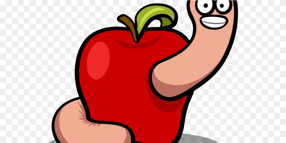 Worms Clipart Transparent Background Apple With Worm Apple With Worm, Food, Fruit, Plant, Produce Free Png Download