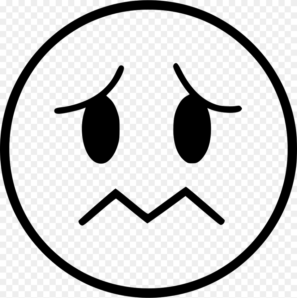 Worry Svg Icon Free Download Black Sad Smiley Icon, Stencil, Symbol, Logo Png Image