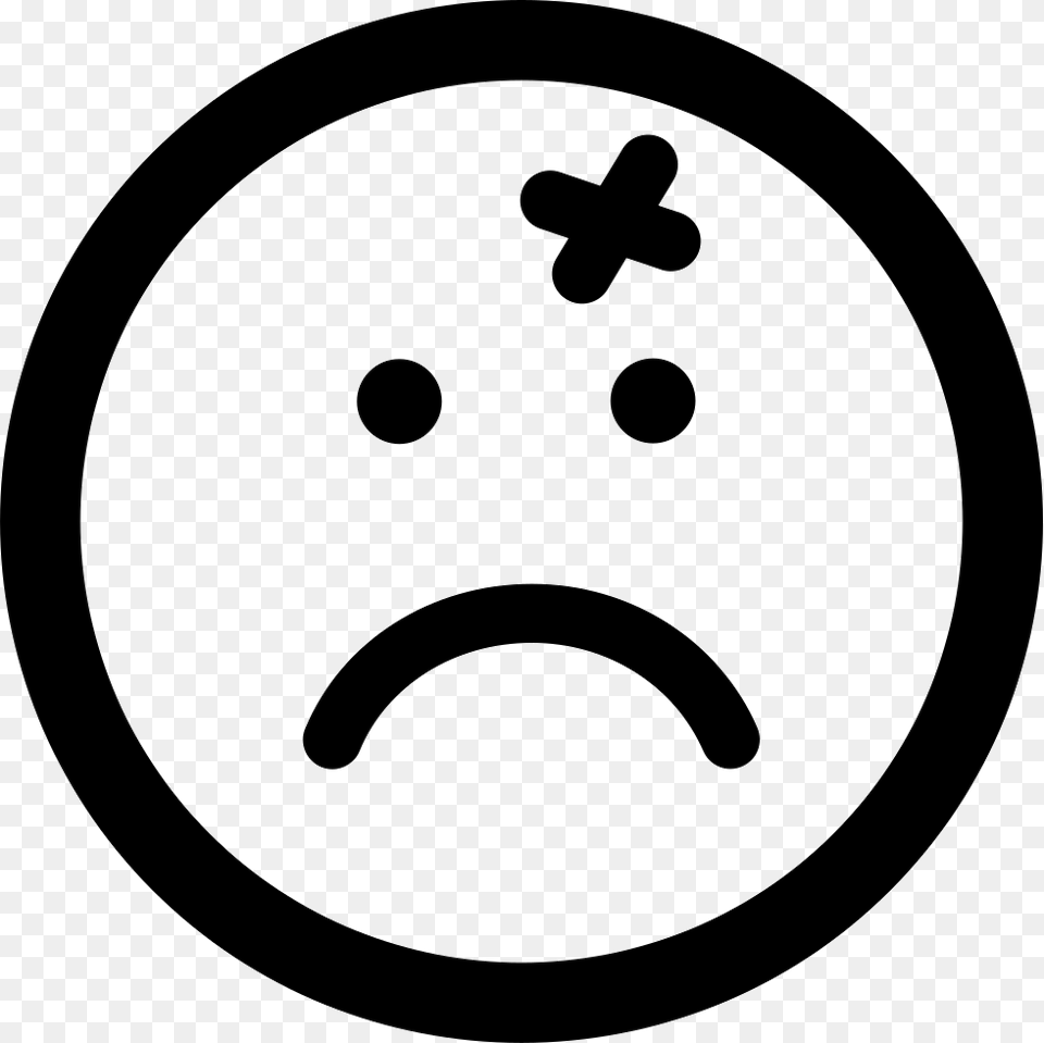 Wound Cross On Emoticon Sad Face Of Rounded Square Shape, Stencil, Symbol Free Transparent Png