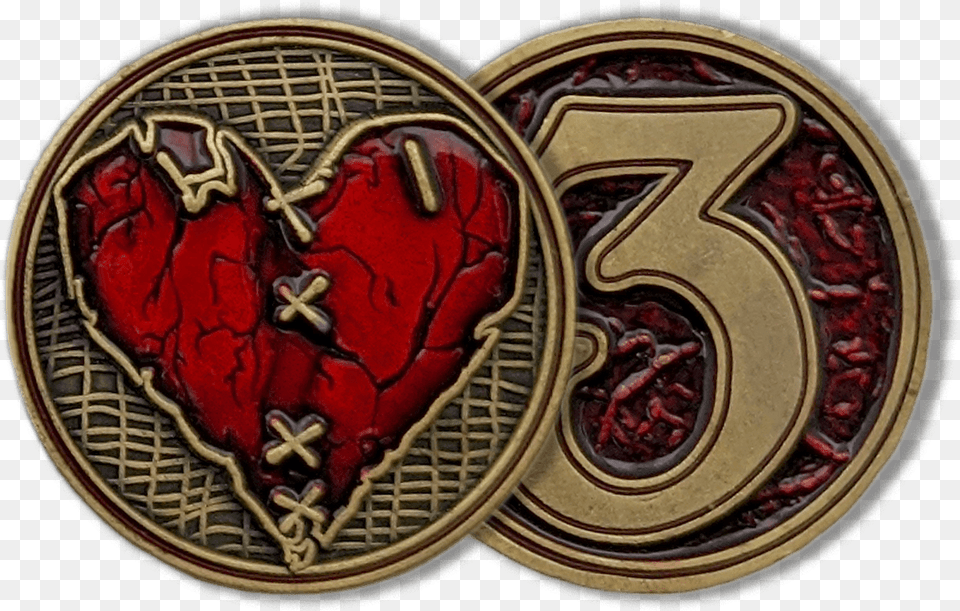 Wounded Heart Metal Healthwound Tokens Luxury Playstyle Solid, Accessories, Symbol, Logo Png