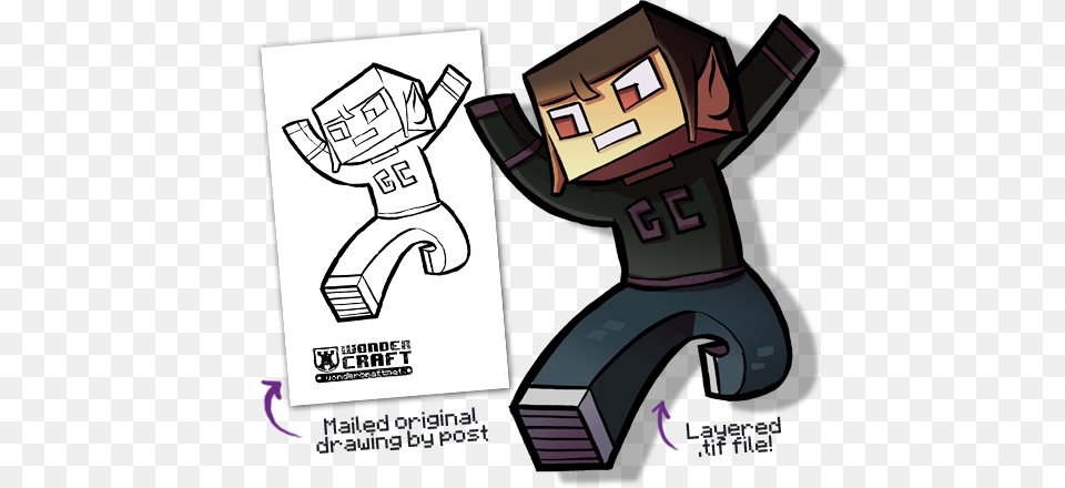 Wow Minecraft Character Drawing, Book, Comics, Publication Png Image