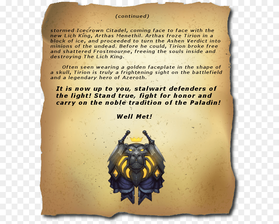 Wow Paladin Class Crest, Book, Publication, Text Free Transparent Png