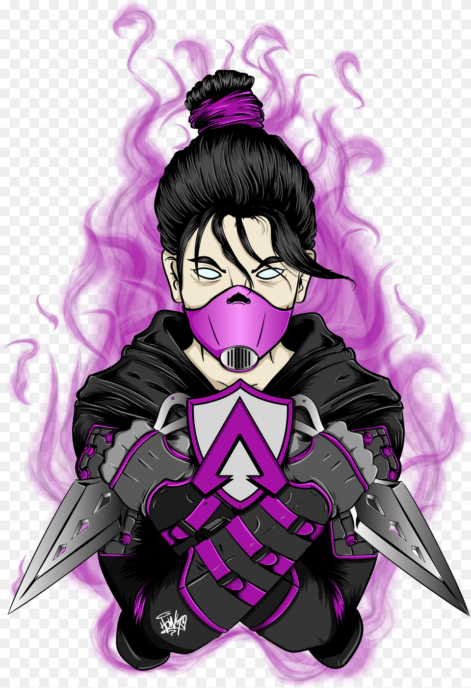 Wraith Illustration Apexlegends Cartoon, Book, Comics, Publication, Purple Free Png