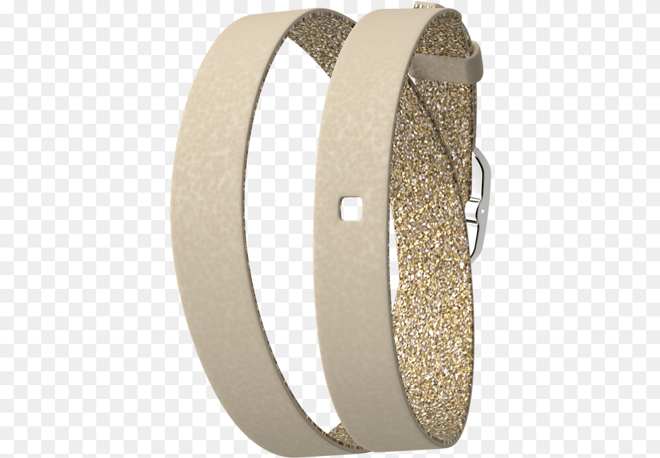 Wraparound Leather Strap Cream Gold Glitter Silver Finish Buckle Les Georgettes, Accessories, Jewelry, Ornament, Diamond Free Png