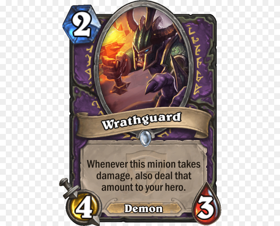 Wrathguard Is A 2 Mana Cost Common Warlock Minion Demon Immortal Prelate Hearthstone, Book, Publication, Advertisement Png Image