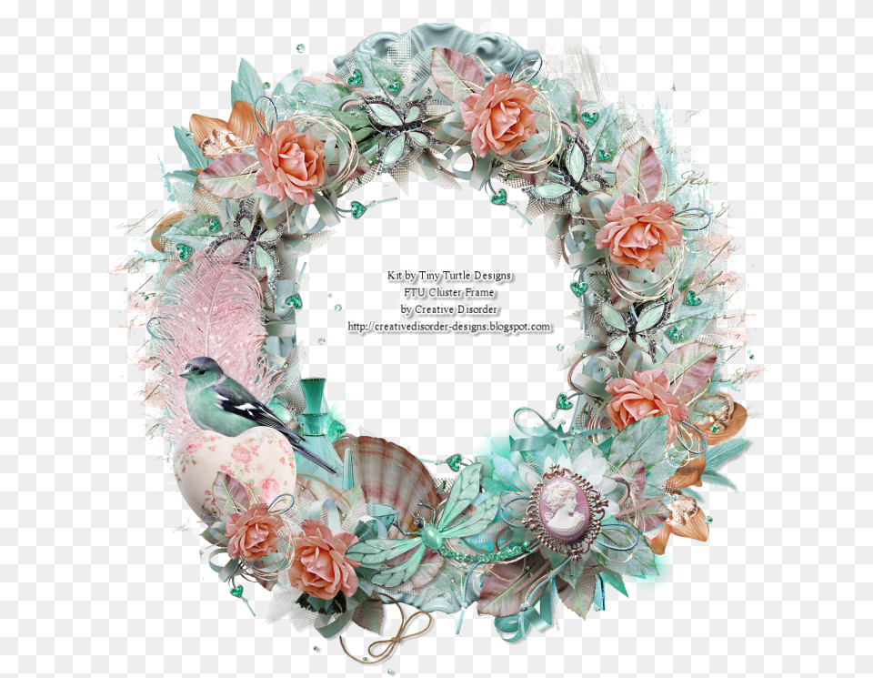 Wreath, Animal, Bird, Flower, Rose Png Image