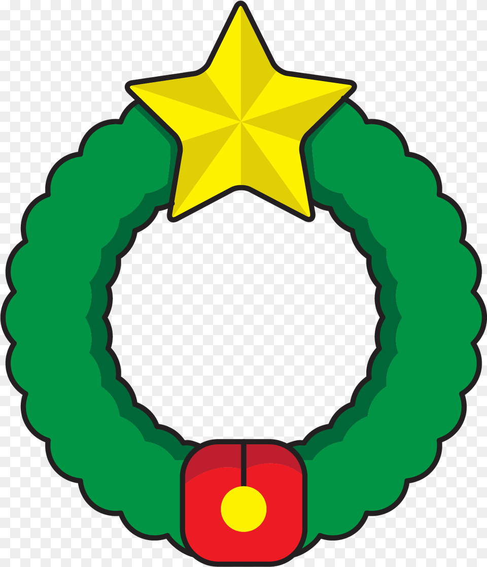 Wreath Christmas Icon With Star Graphic Language, Symbol, Star Symbol, Ammunition, Grenade Free Transparent Png