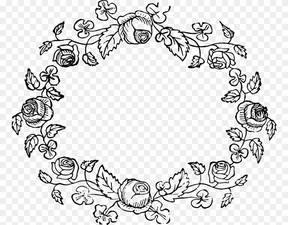 Wreath Floral Design Rose Flower Drawing, Gray Free Png Download