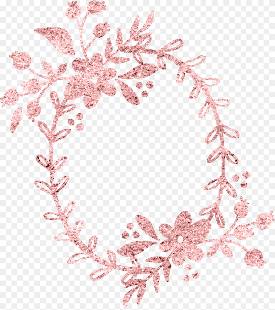 Wreath Floral Flowers Rosegold Glitter Rose Gold Floral Design, Pattern, Accessories, Art, Floral Design Free Png Download