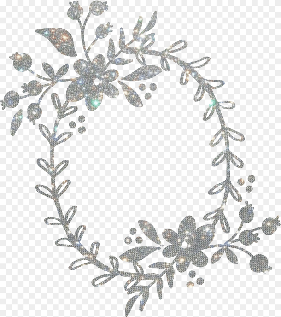 Wreath Floral Flowers Silver Glitter Laurel Leaves Rosa Canina, Accessories, Jewelry, Plant Free Png Download