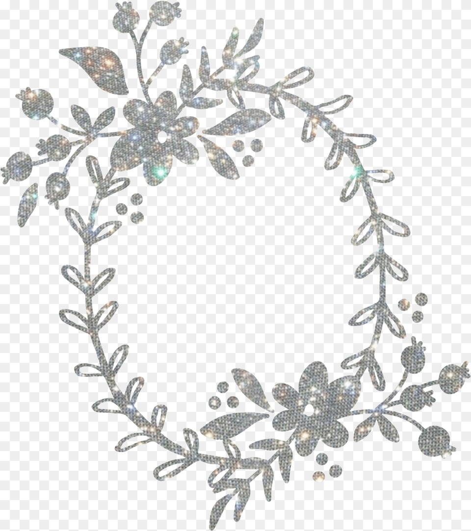 Wreath Floral Flowers Silver Glitter Laurel Leaves Spar Floral Design, Accessories, Jewelry, Plant Free Transparent Png