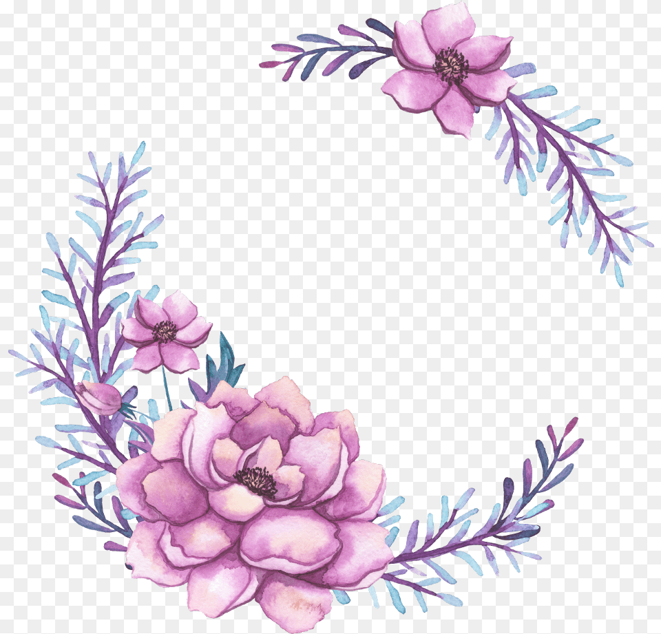 Wreath Floral Watercolor Flower Clipart, Pattern, Plant, Petal, Rose Free Png