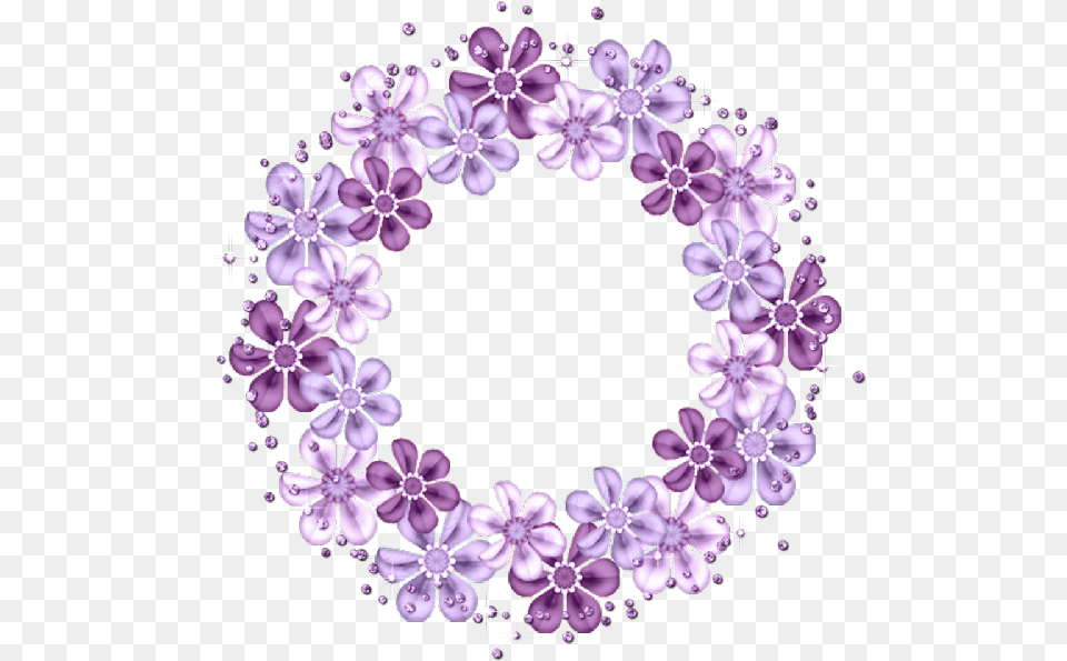 Wreath Lila Flowers Stickers Violet Floral Circle Frame, Purple, Art, Floral Design, Flower Free Png Download