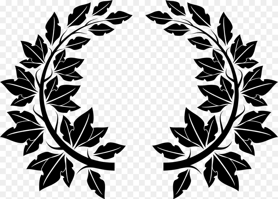 Wreath Monochrome Clipart, Leaf, Plant, Stencil, Pattern Free Png