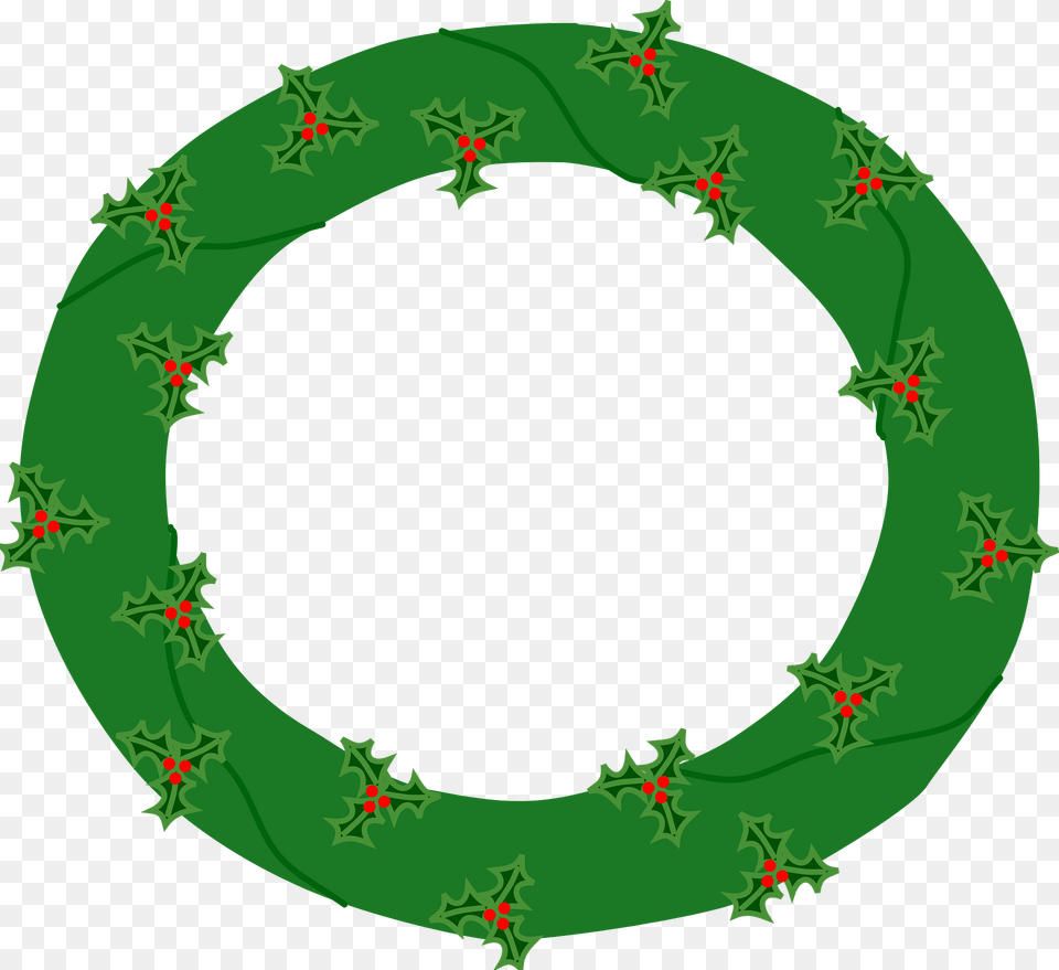 Wreath Of Evergreen With Red Berries Clipart, Green, Pattern, Art, Floral Design Free Png Download