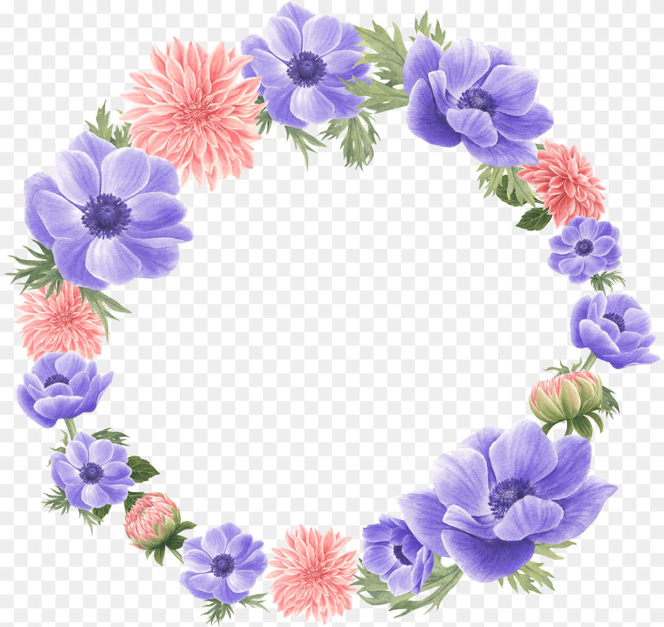 Wreath With Anemone And Dahlia Flower By We Studio Artificial Flower, Plant, Petal, Geranium Free Png Download