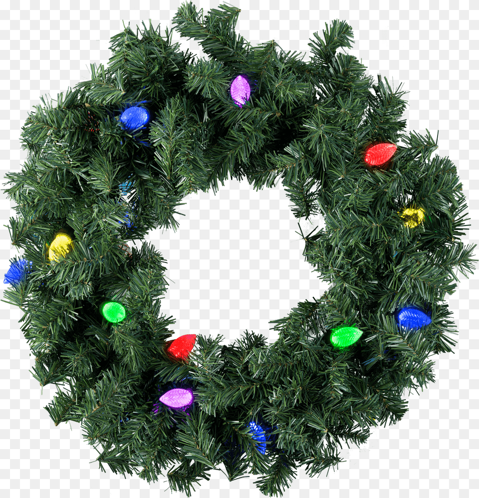 Wreath With Christmas Lights Free Transparent Png