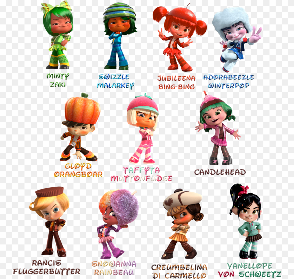 Wreck It Ralph S Sugar Rush Characters, Doll, Toy, Clothing, Hat Free Transparent Png