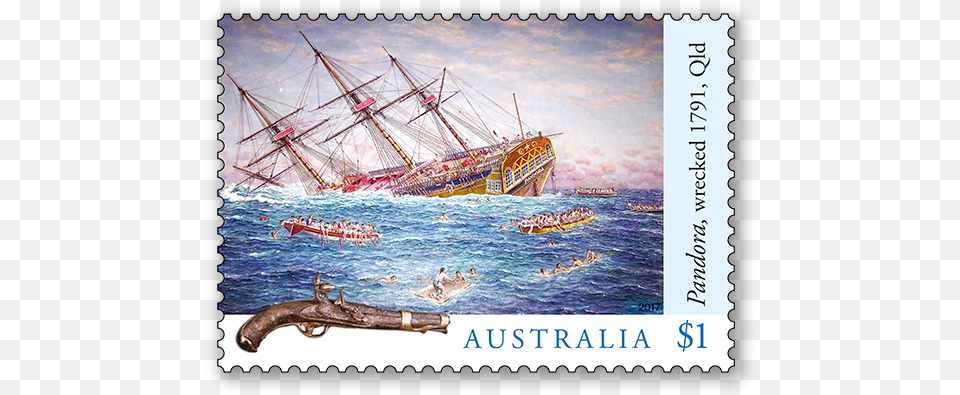 Wreckage Of The Hms Pandora, Boat, Transportation, Vehicle, Postage Stamp Png Image
